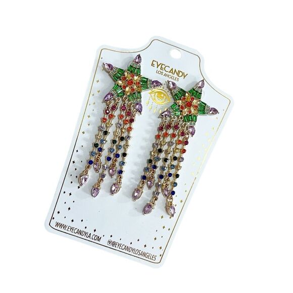 Eye Candy Los Angeles Celestial Star Statement Multicolor Earrings - Picture 4 of 5